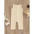 thumbnail image 4 of Chollius Infant Baby Girls Boys Summer Waffle Romper Solid Color Round Neck Sleeveless Button-down Jumpsuit, 4 of 8