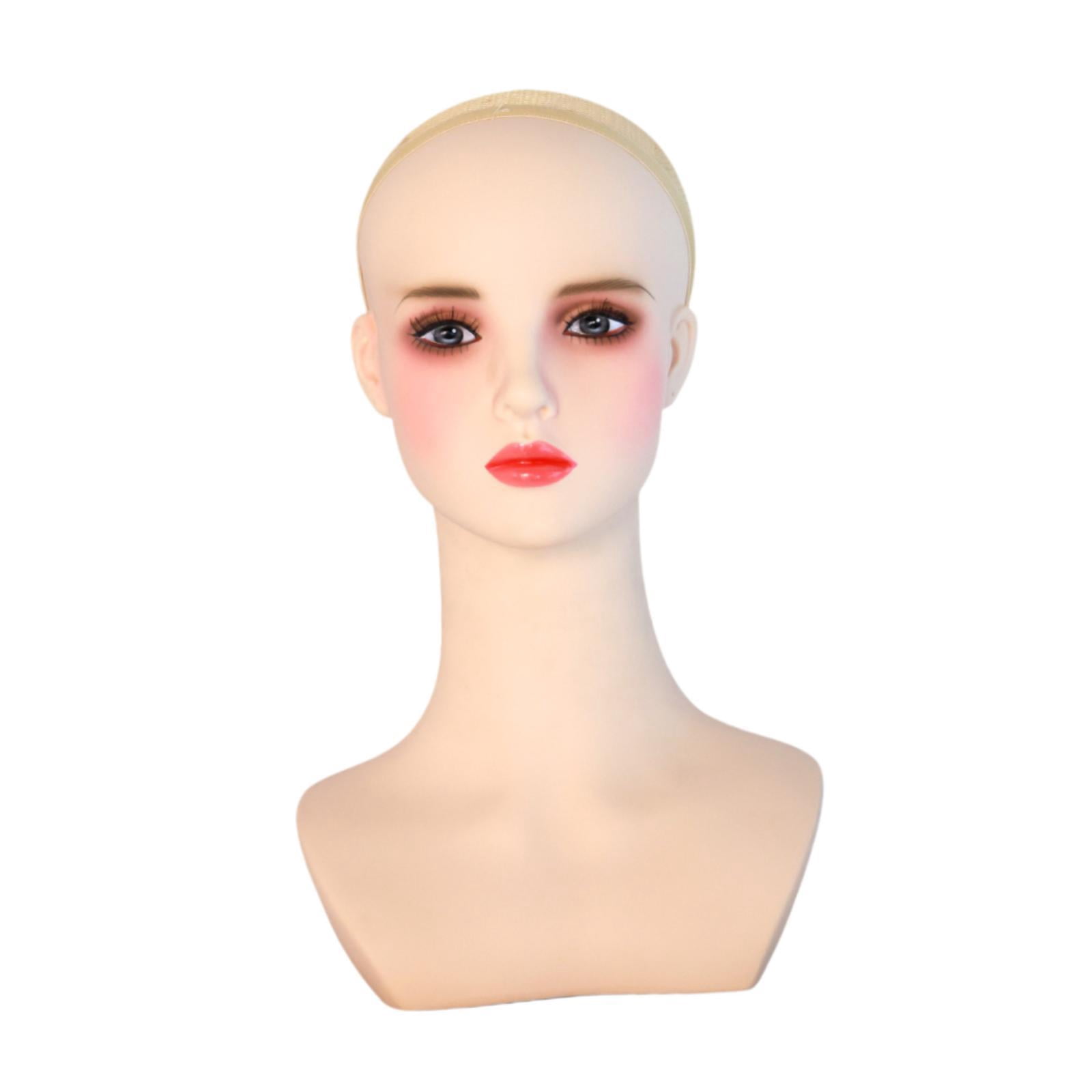 Serenable Cosmetology Mannequin Head with Cap with Makeup Shop Stand