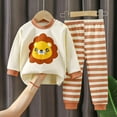 thumbnail image 2 of Caqnni Toddler Baby Boy Fall Winter Clothes Long Sleeve T-Shirt with Elastic Waist Pants Set Outfit Fall Winter Set for 0 6 12 18 24 M 1t 2t 3t 4t 5t 6t,Beige,12-18 Months, 2 of 4
