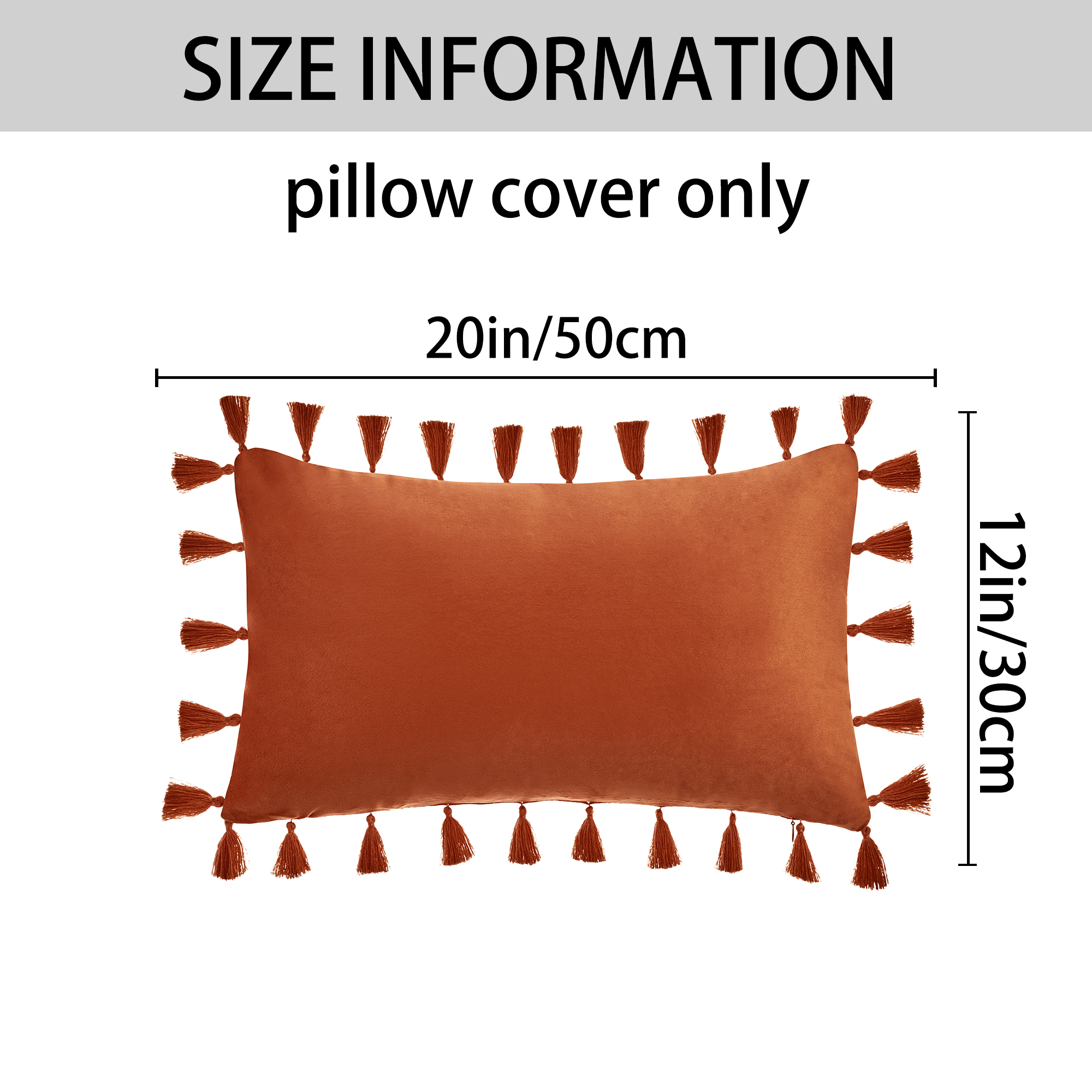 Unique Bargains Velvet Soft Throw Pillow Covers Pack of 2 Orange 20" x 12"