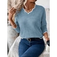 thumbnail image 3 of Women's Casual V-Neck Dropped Shoulder Long Sleeve Sweater, Autumn,Fall,Cozy Fall And Winter, 3 of 5