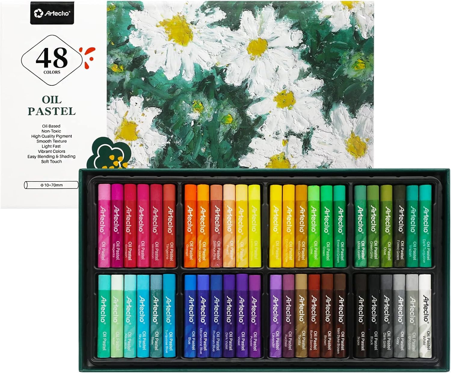 Neon Oil Pastels Set of 12 Colors, Soft Oil Pastels for Art Painting, Drawing, Blending (10 x 70 mm)