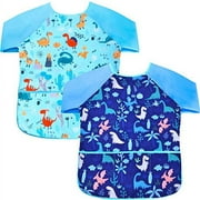 Nidoul 2PCS Kids Art Smocks, Long Sleeve Waterproof Children Artist Painting Apron Size 2-7 Years