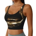 thumbnail image 2 of Fotbe Golden Lips Modern Sculpture Sujetador Deportivo Largo sin Aros para Mujer con Almohadillas y Soporte Medio, Transpirable y Absorbente, Camiseta Tipo Chaleco o Tank Top-X-Large, 2 of 8