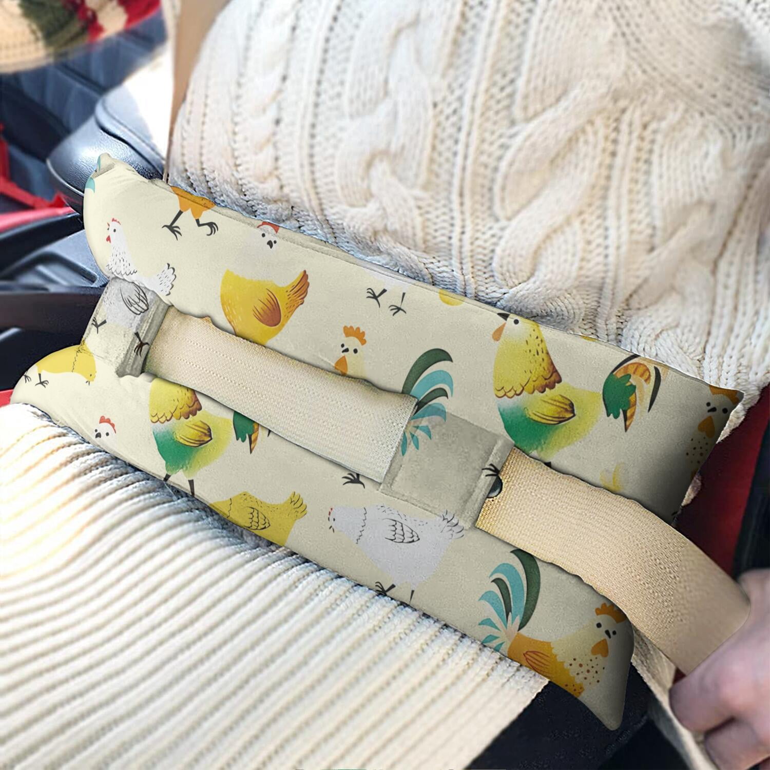 Cute Chick Pattern Post-Surgery Pillow - Heart Surgery Recovery Seatbelt Protector with Floral Art