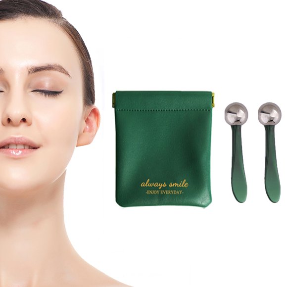 Varita aplicadora de crema para ojos con rodillo 2 en 1 y herramienta masajeadora en forma de T para masaje facial que reduce la hinchazón (verde-1)