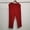 Red, variant on Delayuji Womens Linen Pant Daily Elastic High Waist Straight Leg Pant Solid Color Casual Pants Loose Long Trousers