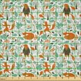 thumbnail image 2 of Ambesonne Fox Fabric by the Yard Microfiber, Funny Garden, 5 Yards, Turquoise Orange Brown, 2 of 2