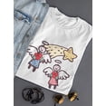 thumbnail image 3 of Cute Christmas Angels Flying  Women White T-Shirt, Female x-Large, 3 of 4