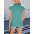 thumbnail image 4 of Women's Crew Neck Short Sleeve T-Shirt with Front Pleats – Loose Fit, Summer Casual Top – Available in Green, Blue & White, 4 of 6