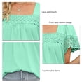 thumbnail image 4 of Camisa de manga corta para mujer, retales de encaje, Color puro, cómoda, elástica, a la moda, camisa de manga corta de encaje, 4 of 6
