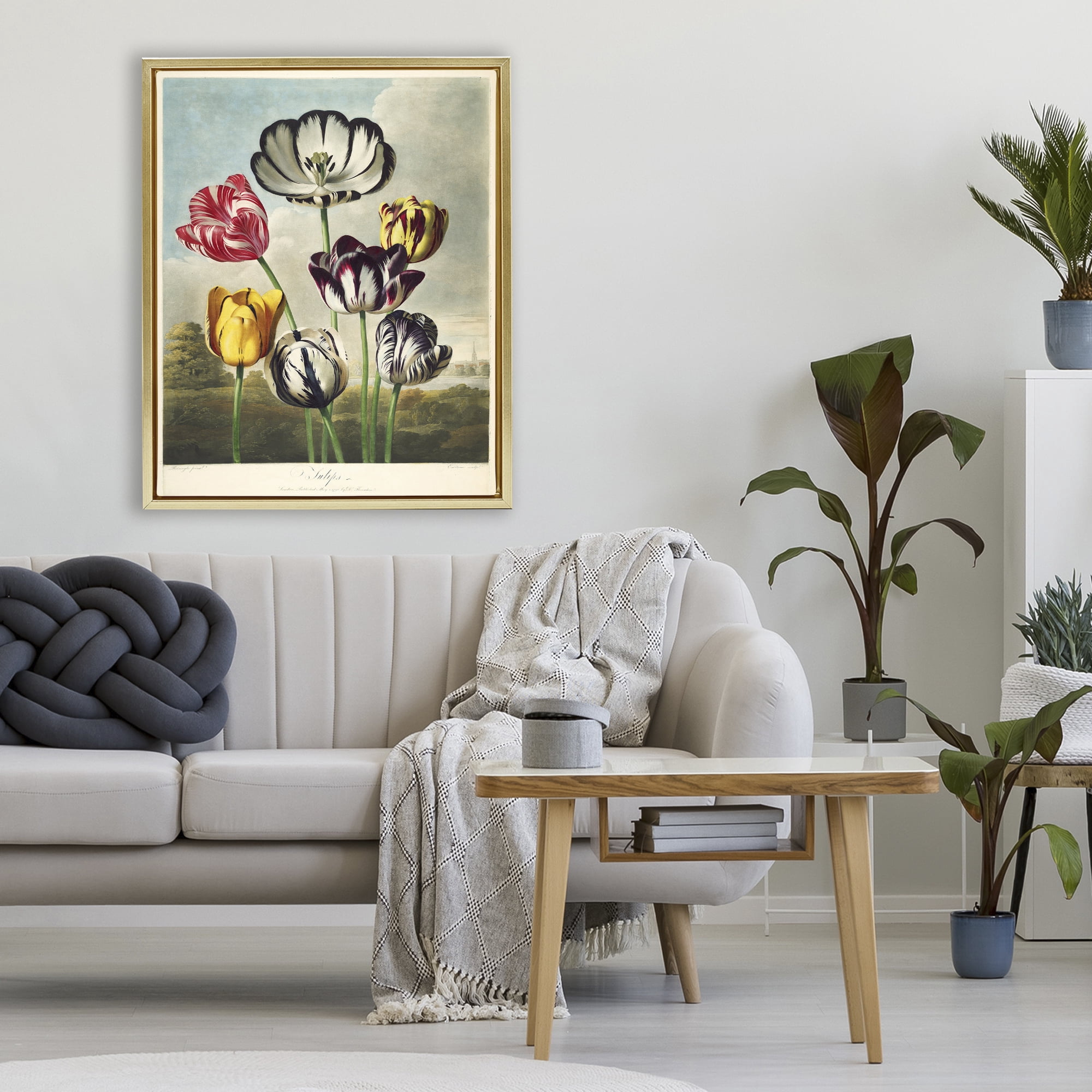 Stupell Industries Tulips From The Temple Gold Framed Floater Canvas Wall Art, design by Print Collection