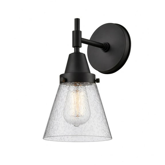 447-1W-BK-G64 Innovations Lighting Cone - 1 Light Wall Sconce-11 Inches Tall and 6.25 Inches Wide-Matte Black Finish-Seedy Glass Color