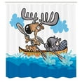 thumbnail image 3 of Ambesonne Moose Shower Curtain, Native Animals Cartoon, 69"Wx70"L, Blue White Brown, 3 of 5