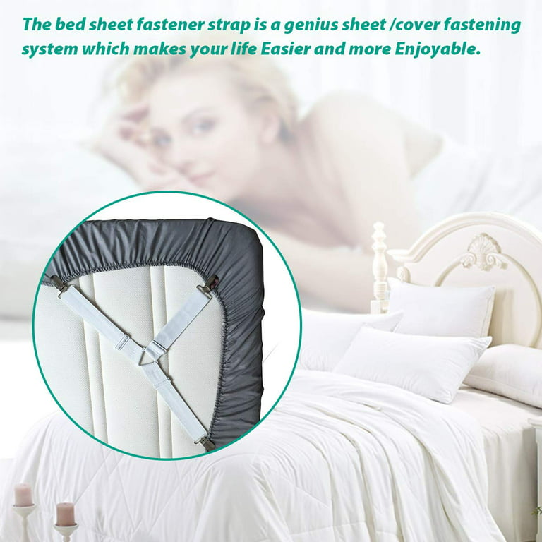 8Pcs Bed Sheet Fasteners, Adjustable Triangle Elastic Sheet Band Straps  Suspenders Corner Gripper Holder Clip for Fitted Bed Sheets, Mattress Pad  Covers, Sofa Cushion 
