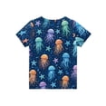thumbnail image 4 of CCRFTGI Cute Tops for Kids Girls Size 7-8 Short Sleeve Animal Print Clothes for Teen Girls Tee Shirts Summer Casual Soft Lightweight Crew Neck Shirts Dark Blue 5-6 Years, 4 of 4