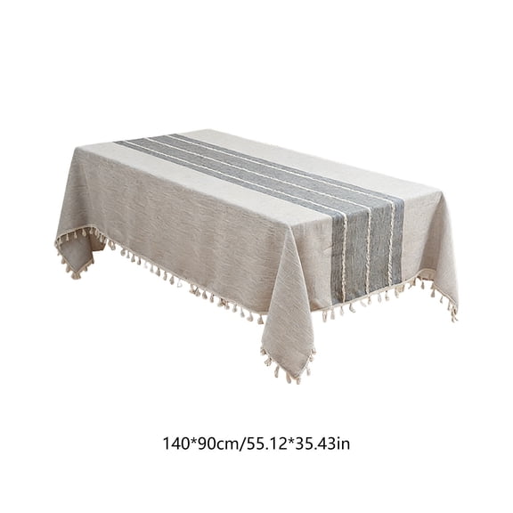 Tablecloths for Rectangle Tables, Cotton Linen Table Cloth Waterproof Tablecloth Wrinkle Free Farmhouse Dining Tables Cover, Soft Fabric Table Cloths with Tassels, 55" X 35"