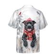 thumbnail image 2 of Playful Pitbull Welcomes Winter Snowy Day with Cardinal Bird Hawaiian Shirt Breathable Summer Unisex Merch Terrier Dog Lover - 2017, 2 of 6