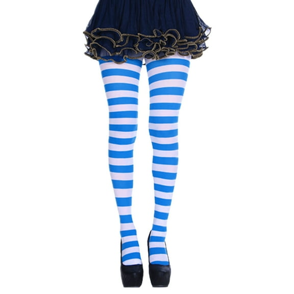 UNTERING Women Girls Rainbow Multicolor Striped Tights Opaque Stockings Pantyhose for Christmas Halloween Cosplay Costume