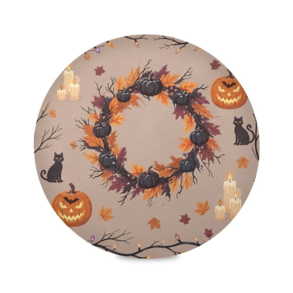 15" Halloween Printed Round Placemats Set of 1 Heat Resistant Table Mat for Kitchen for Party Deco