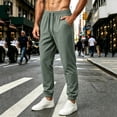 thumbnail image 2 of ctdiral Mens Stretchy Joggers Lightweight Running Sweatpants Elastic Waist Tapered Pants with Pockets Army Green L, 2 of 5