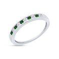 thumbnail image 2 of AFFY Wedding Band Ring for Women, 0.27CT Emerald and Natural Diamond 14K White Gold over Silver-4.5, 2 of 3