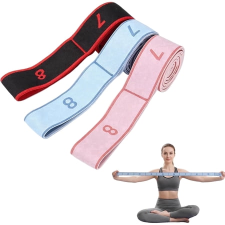 Resistance Bands for Legs, 3 Pack Stretch Bands for Yoga and Pilates, Numbered Fitness Resistance Bands with Clear Markings for Home Workout and Flexibility Training