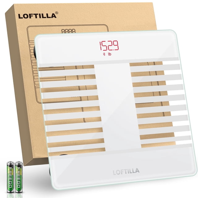 Báscula digital de baño LOFTILLA para peso corporal, báscula de alta precisión con IMC, grasa corporal y masa muscular, báscula de grasa corporal con Bluetooth de 400 lb, báscula automática de composi