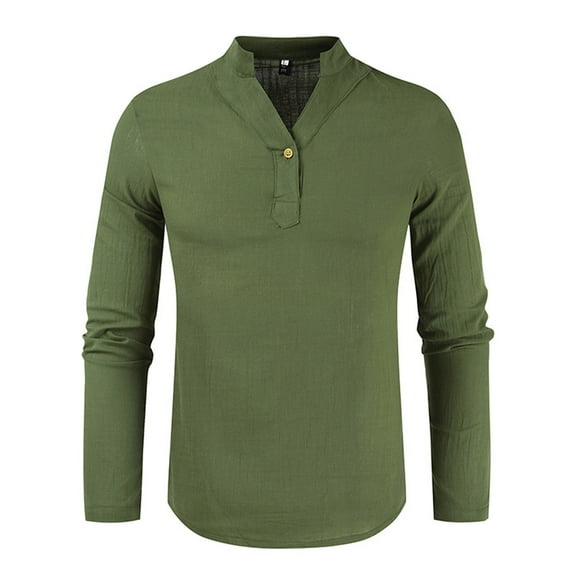 Men Clearance LYXSSBYX Mens Shirts Long Sleeve Clearance Men's Long Sleeve One Button Shirt with Pure Cotton and Linen In Summer