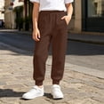 thumbnail image 2 of ZHOGXU Soft Winter Elastic Waist Solid Color Jogger Kids Pants For Girls With Pocket Back To School Wear, 2 of 4