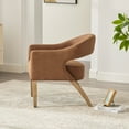 thumbnail image 5 of Living Room Chairs Modern Upholstered PU Open Back Accent Armchair Barrel Dining Chair with Weathered Rubberwood Legs, Hollow-Out Side Club Chair for Living Room Bedroom Restaurant Cafes Dining Room, 5 of 9
