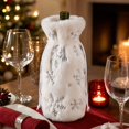 thumbnail image 3 of Christmas White Plush Wine Bottle Cover, Soft Fuzzy Outerwear Decor Adding Party Table Atmosphere for Dinner Restaurant, 3 of 4