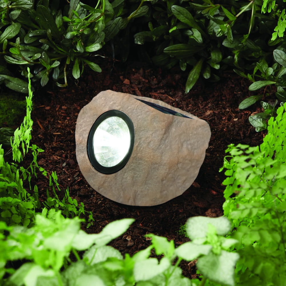Deck Impressions Solar Sandstone White Rock Spot Light, 3-Pack