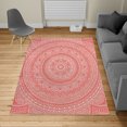 thumbnail image 2 of Mandala Turkish Area Rug, Abstract Floral Design with Themes Native South East Folkloric Illustration, Soft Carpet for Living Room Decor with Distressed Look, 2.6' x 5', Coral Coconut, by Ambesonne, 2 of 4