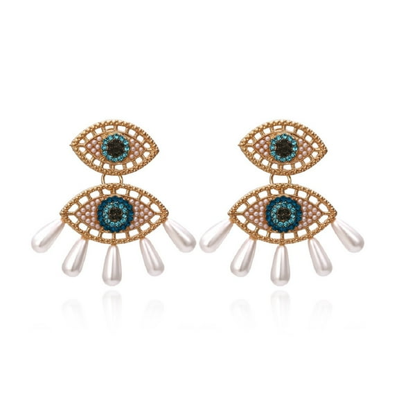 LongcreekX Eye Earrings for Women, Evil Eye Tassel Earrings, Beaded Pearl Eye Dangle Earrings Hypoallergenic, Cute Eye Bohemian Drop Earrings, Devil Eye Earrings Studs, Halloween Eye Funny Earrings