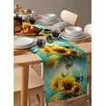 thumbnail image 6 of nqOlkjepod Spring Sunflower Table Runner 36 Inches Long Farmhouse Dress Scarves, Butterfly Teal Ocean Abstract Retro Dining Tablerunner for Coffee Table/Kitchen Island/Party Décor, Small 13" x 36", 6 of 8