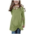 thumbnail image 5 of Huowey Boys T Shirts Solid Long Sleeve Crewneck Tunic Top Mid-Length Blouse T-Shirt Soft Tee Fashion Outwear Clothing,Green,8-9 Years, 5 of 5