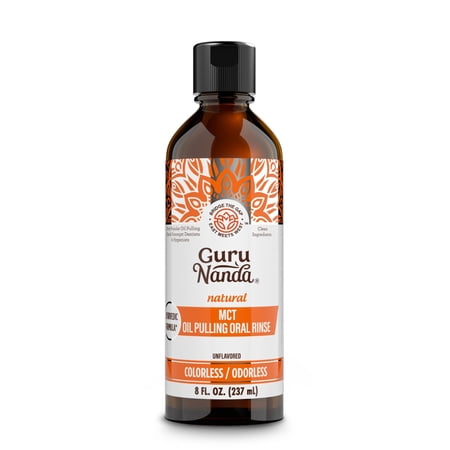 GuruNanda MCT Oil Pulling Mouthwash - Oral Rinse - Unflavored, Odorless, & Colorless, Alcohol-Free - 8 Oz