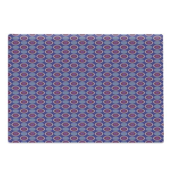 Geometric Cutting Board, Retro Inspired Symmetric Pattern with Abstract Rounds and Circles, Decorative Tempered Glass Cutting and Serving Board, in 3 Sizes, by Ambesonne