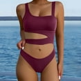 thumbnail image 2 of QHFBli Womens One Piece Swimsuit Women's Summer Fashion Suspender Waist Hollow One Swimsuit Solid Color Sexy Bikini Swimsuit, 2 of 6