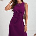 thumbnail image 5 of Women's Sleeveless Floral Print A Line Dress Ruched Waist, 5 of 9