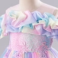 thumbnail image 7 of IBTOM CASTLE Girls Formal Dress Kids Party Wedding Party Birthday Princess Dresses Ball Gown Daughter Dance Dresses Sparkly Round Neck Lace Tiered Tulle Flower Girl Dress 7-8 Years Rainbow Pink, 7 of 7
