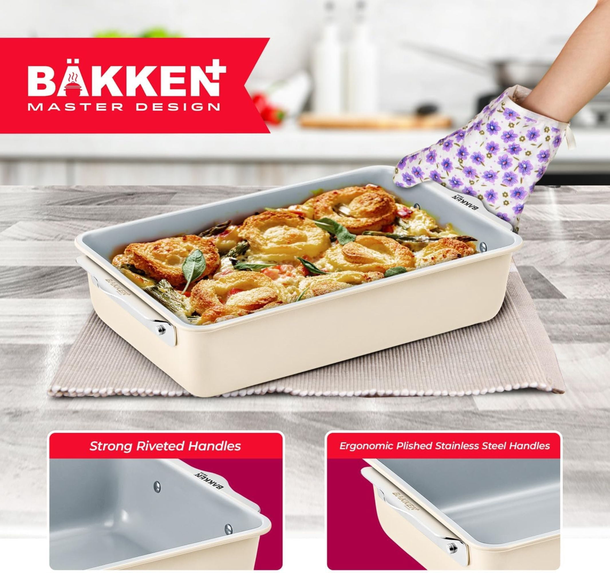 Square Cake Pan - Aluminized Steel, Ceramic Non-Stick Coating, Non-Toxic, Ideal Size, Heavy-Duty, Elevate Your Baking with Durability and Style!