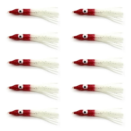 Apooke 7 Color 10PCS/lot Squid Hook Soft Baits Fishing Lures Artificial Squid Hook Jigs Octopus Squid Shrimp Fishing Tool
