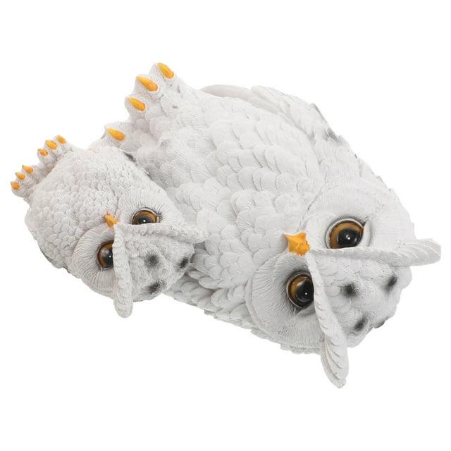 WHAMVOX Figurine de Hibou en Résine Sculpture Familiale Blanche Décoration Réaliste de Jardin Extérieur Statues