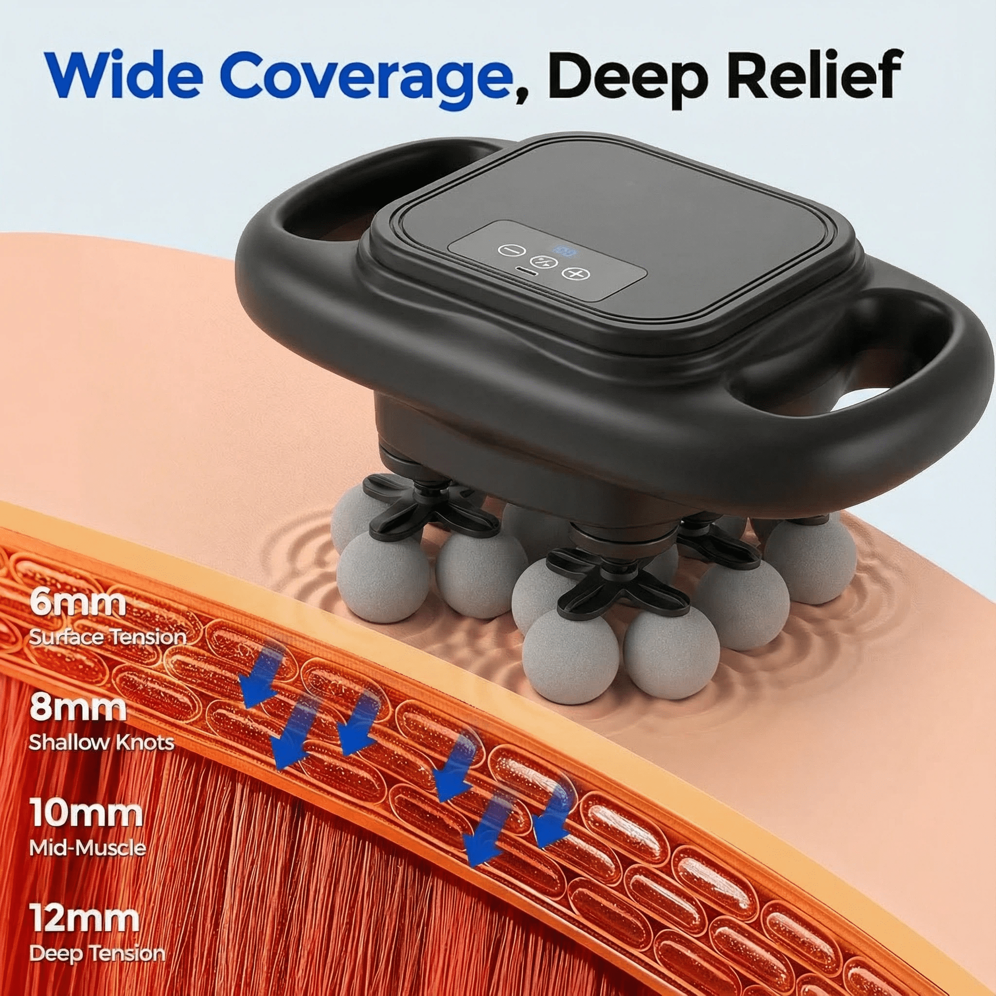 16-Head Massage Gun Set, Deep Tissue Percussion Massager with 8 Modes & 50 Intensities, Portable Quiet Muscle Massage Gun for Legs, Waist, Back, Neck, Buttocks Muscles Pain Relief, Black