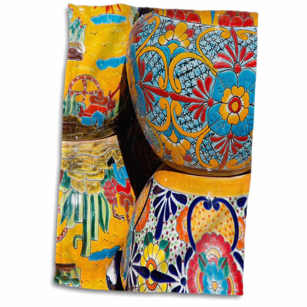 3D Rose Arizona Tucson Tubac. Traditional Hand Painted Mexican Pottery. twl 210077 1 Towel 15 x