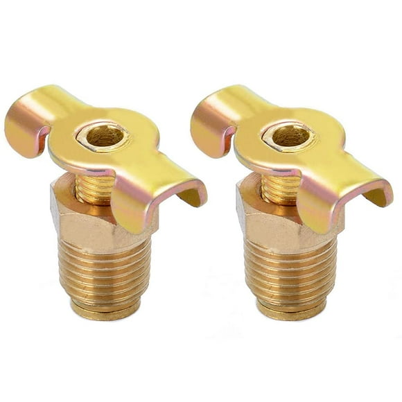 Joywayus Brass Wing Style Drain Cock 1/4" NPT Male External Drain Switch Air Hose Fitting With Handle (Pack of 2)