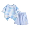 thumbnail image 5 of ITSAME Girls Athletic Outfits 2-Piece Quick-Dry Tie-Dye Print T-Shirt and Shorts Summer Outdoor Sport Set Blue Size 11, 5 of 5