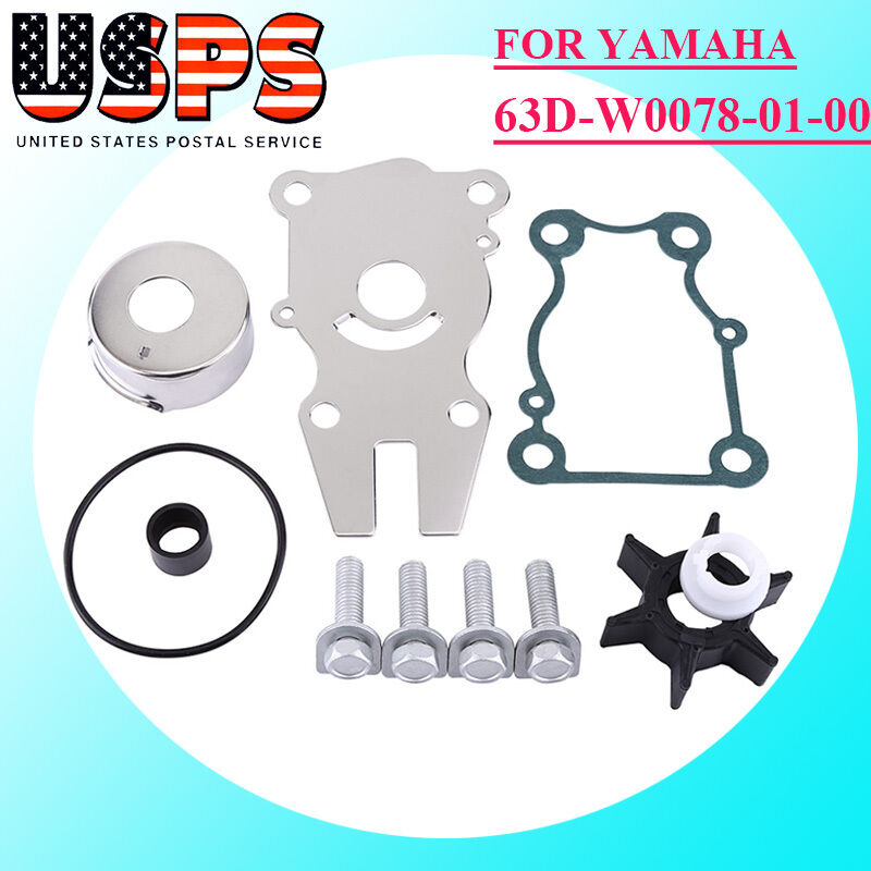 New Water Pump Impeller Repair Kit for Yamaha F40 F50 F60HP Outboard 63D-W0078-01-00